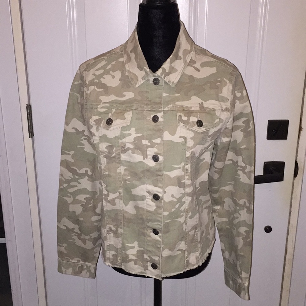 Buffalo David Bitton Ladies Jean Jacket Khaki Sage Camo Size Medium